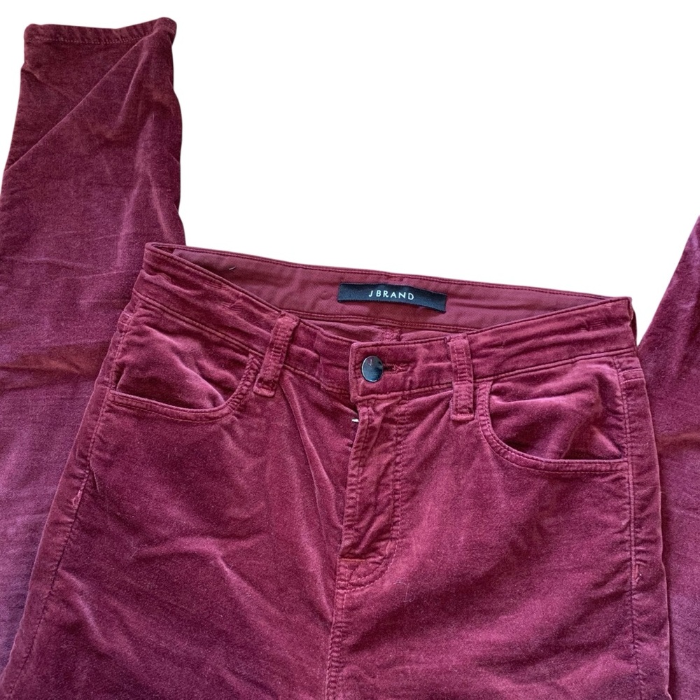 J Brand Maria Velvet Skinny Jeans in Oxblood sz 25 - Picture 3 of 7